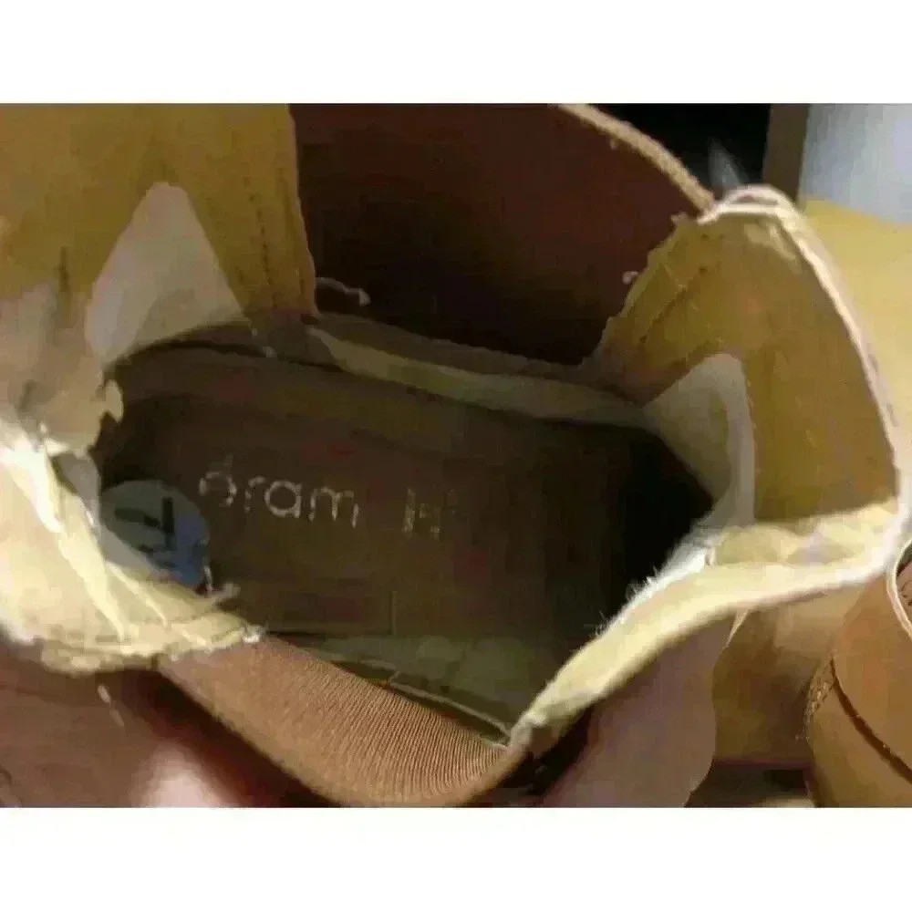 ERAM‎ Tan Ankle Leather Boots With A Metal Buckle Almond Toe Size Size 38/7½ - Picture 6 of 6